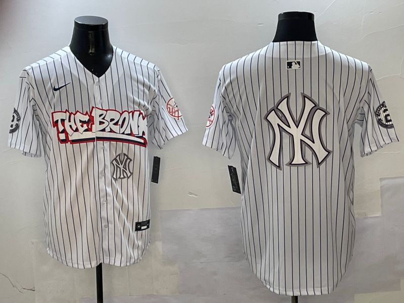Men New York Yankees Blank White Stripe four generations Joint Name 2025 Nike MLB Jersey style 6